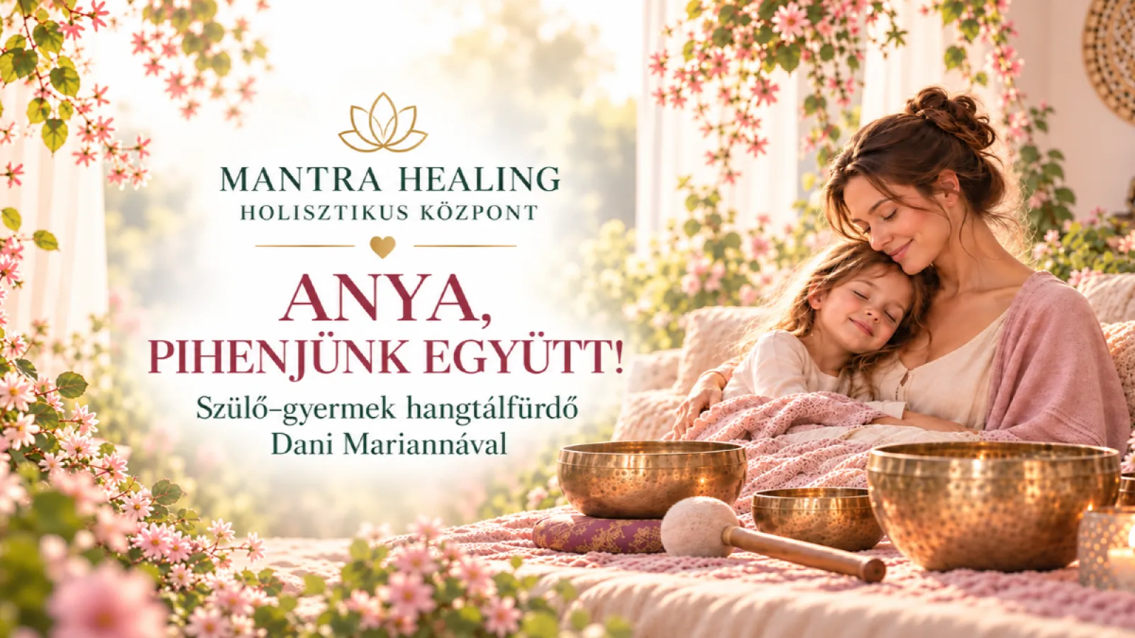 Anya, pihenjünk együtt!  Szülő–gyermek hangtálfürdő Dani Mariannával